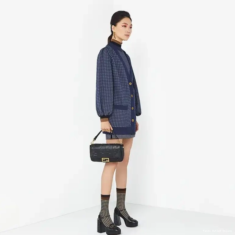 Affordable Nappa Motif Black Medium Bag FF Leather Fendi Baguette In 0526
